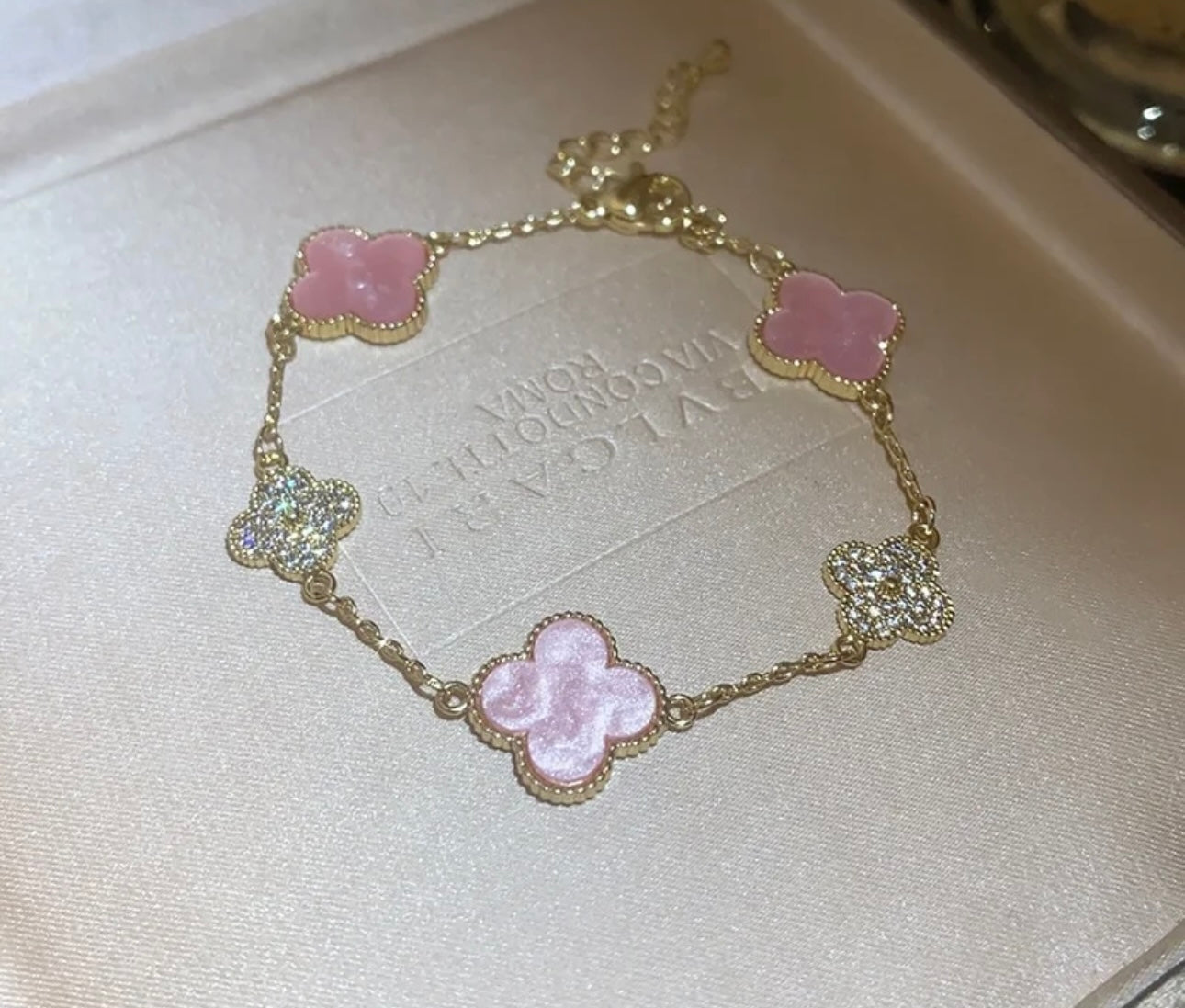 Pink clover bracelet